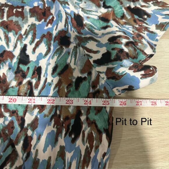 Anthropologie Women’s Somerset Satin Wide Leg Jumpsuit Abstract Blue Brown 2X - Picture 13 of 16